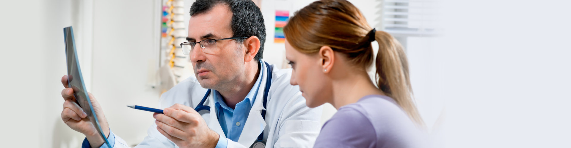 Serious doctor and a woman